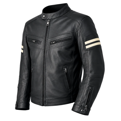 Nexo Street Leather Jacket - Black/Beige