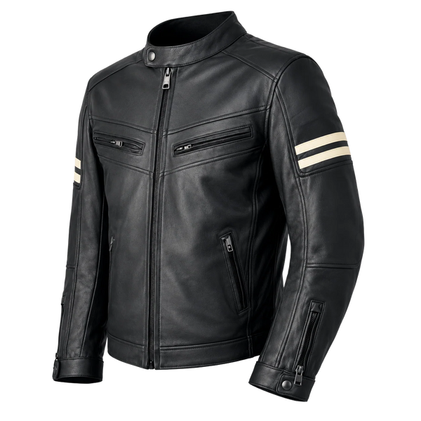 Nexo Street Leather Jacket - Black/Beige