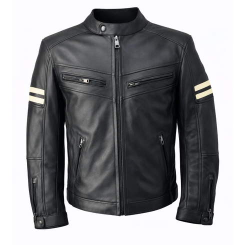 Nexo Street Leather Jacket - Black/Beige