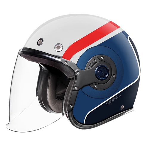 SMK Retro Jet Rebel Helmet - GL153 (White/Blue/Red)