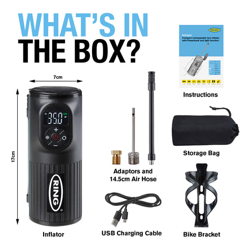 Ring Automotive Handheld Digital Rechargeable Tyre Inflator - RTC2000