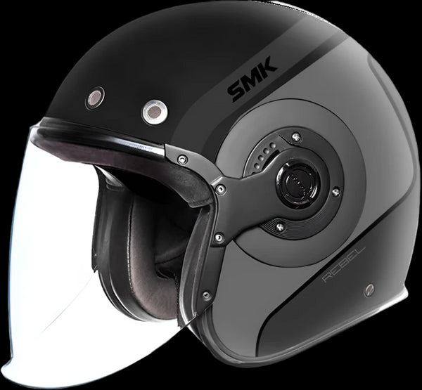 SMK Retro Jet Rebel Helmet - MA266 Black/Grey Matt