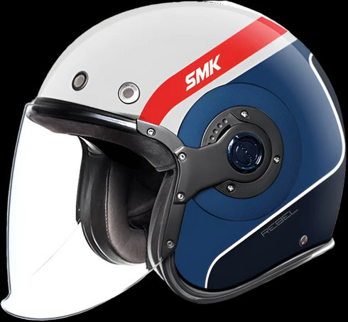 SMK Retro Jet Rebel Helmet - GL153 White/Blue/Red