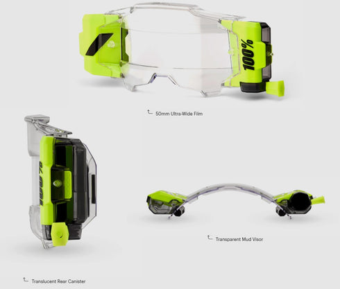 100% Armega Fluo Yellow Roll Off System - Clear Lens