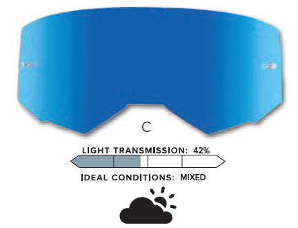 Fly Racing 2021 Single Lens W/ Post for Zone/Focus Goggles - Blue Mirror/Smoke