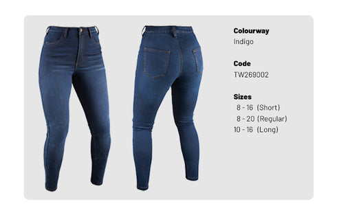 Oxford Ladies Super Jegging 3.0 Reinforced Stretch Denim Jeans - Indigo Blue (Regular) — Motorcycle Gear (image 13 of 13)
