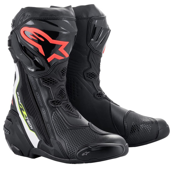 Alpinestars Supertech R Boots - Black/White/Red Fluo/Yellow Fluo
