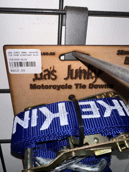 Gas Junky Printed 38mm Tie Down with Ratchet - Blue (Bike Kings Branding)