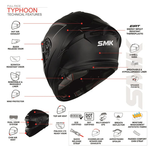 SMK Typhoon Reptile Helmet - GL273 (Black/Orange)