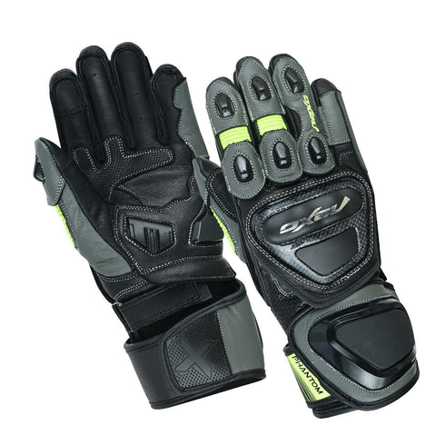 NEXO PHANTOM RACING LEATHER GLOVE - BLACK HI VIS YELLOW