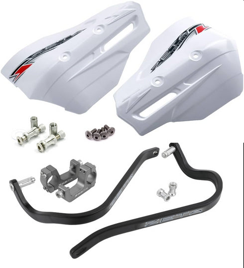 Zeta Armor Hand Guard XC PRO Kit (U-Clamp 28.6mm Bar) - Black/White