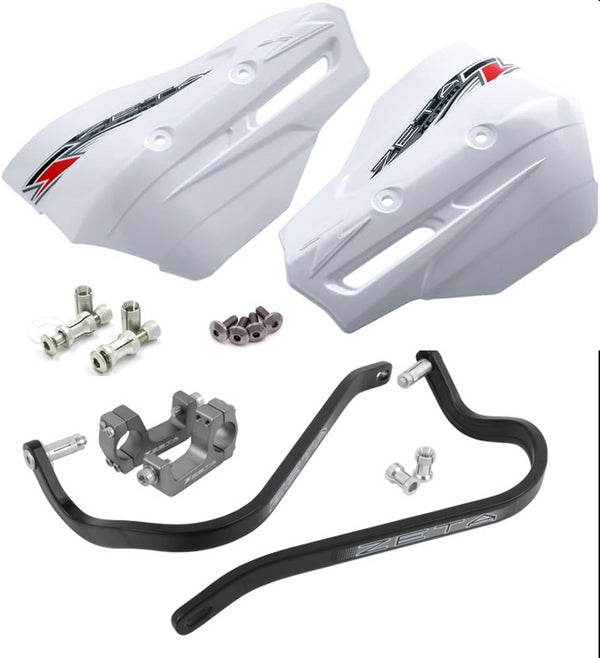 Zeta Armor Hand Guard XC PRO Kit (U-Clamp 28.6mm Bar) - Black/White