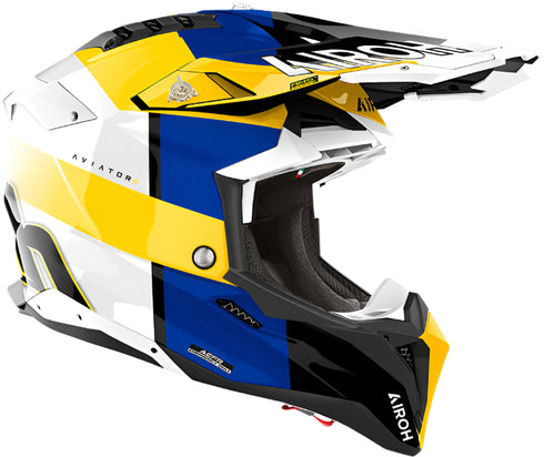 Airoh Aviator 3 Monarch Helmet - Blue/Yellow Gloss