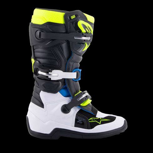 Alpinestars Tech 7S Youth Boots - Black/Enamel White/Blue/Yellow Fluo