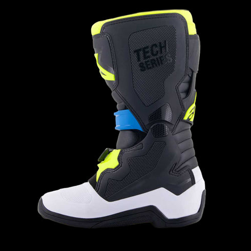 Alpinestars Tech 7S Youth Boots - Black/Enamel White/Blue/Yellow Fluo