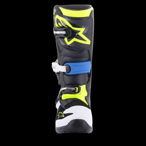 Alpinestars Tech 7S Youth Boots - Black/Enamel White/Blue/Yellow Fluo
