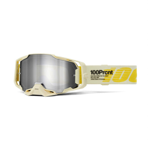 100% Armega Goggle - Barely Yellow Silver Mirror Lens