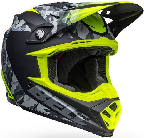 Bell Moto-9 MIPS Venom Helmet - Black Camo/Hi-Viz Yellow Matt