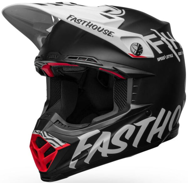 Bell Moto-9S Flex Fasthouse Flex Crew Helmet - Black/White Matt (ECE 22.06)