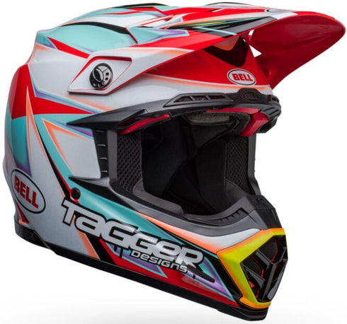 Bell 2023 MOTO-9S Flex Tagger Edge Helmet - White Gloss/Aqua (ECE 22.06)