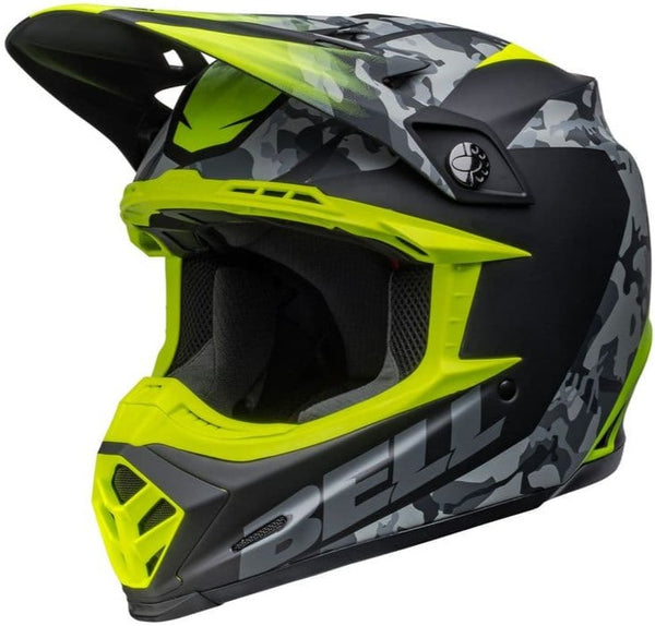 Bell Moto-9 MIPS Venom Helmet - Black Camo/Hi-Viz Yellow Matt