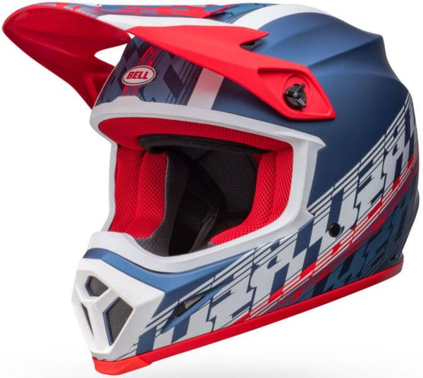 Bell MX-9 MIPS Offset Helmet - Metallic Blue/White Matt