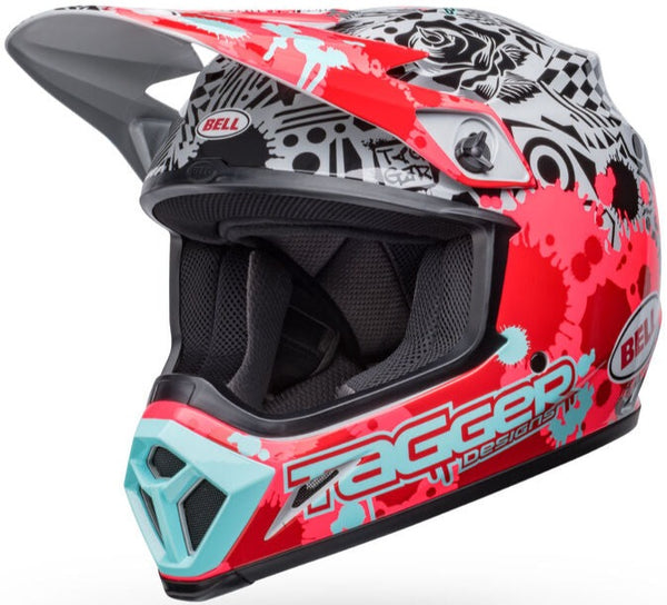Bell MX-9 MIPS Tagger Splatter Helmet - Bright Red/Grey Gloss (ECE 22.06)