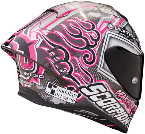 Scorpion EXO-R1 Evo Air FIM Aron Canet Replica Racing Helmet - Black/Pink