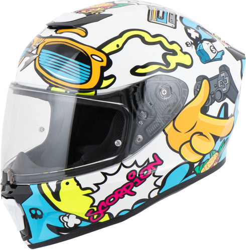 Scorpion Youth EXO-JNR Air Fun Helmet - White/Blue — Motorcycle Helmets (image 2 of 8)
