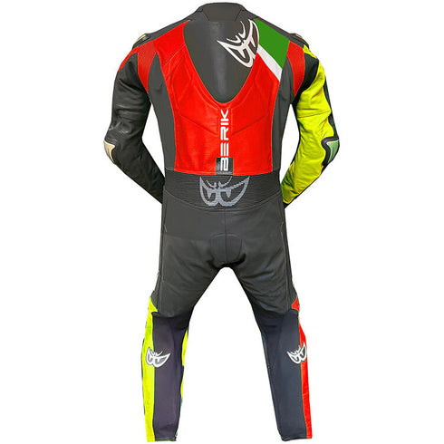 Berik 2.0 GP3 Leather Body Suit - Black/High-Viz Yellow/Red