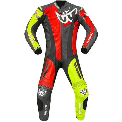 Berik 2.0 GP3 Leather Body Suit - Black/High-Viz Yellow/Red