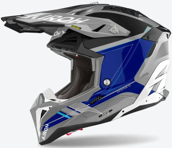 Airoh 2024 Aviator 3 Saber Helmet - Blue Gloss