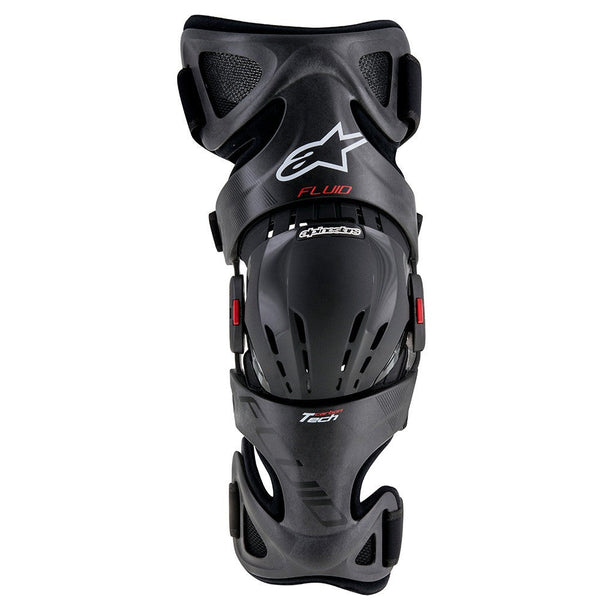 Alpinestars Fluid Tech Carbon (Right) Knee Brace - Anthracite/Red/White (SOLD AS SINGLE UNIT)