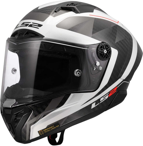 LS2 FF805 Thunder Carbon GP Aero Raute Helmet - White/Grey Gloss