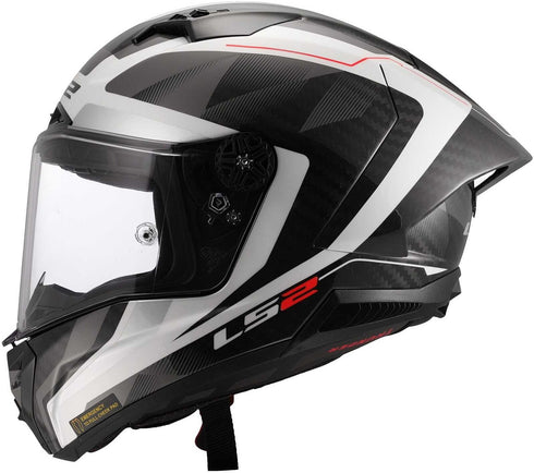 LS2 FF805 Thunder Carbon GP Aero Raute Helmet - White/Grey Gloss