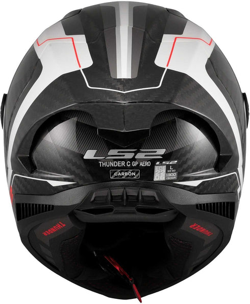 LS2 FF805 Thunder Carbon GP Aero Raute Helmet - White/Grey Gloss