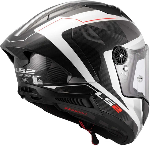 LS2 FF805 Thunder Carbon GP Aero Raute Helmet - White/Grey Gloss