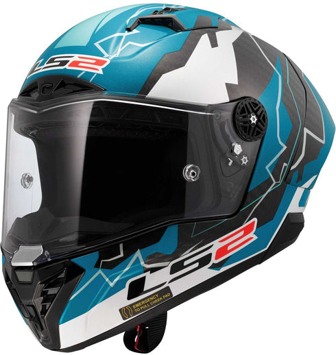 LS2 FF805 Thunder Carbon GP Aero Adrián Huertas Replica Helmet - Blue/White/Black Gloss