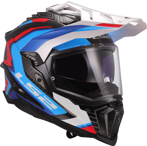 LS2 MX701 Explorer Carbon Frontier II Helmet - White/Blue