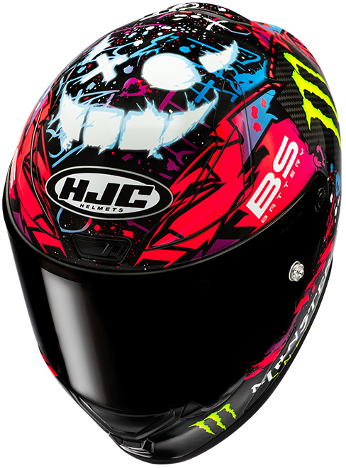 HJC RPHA 1 V2 Carbon Funky Diablo Helmet - MC8 — Motorcycle Helmets (image 2 of 5)