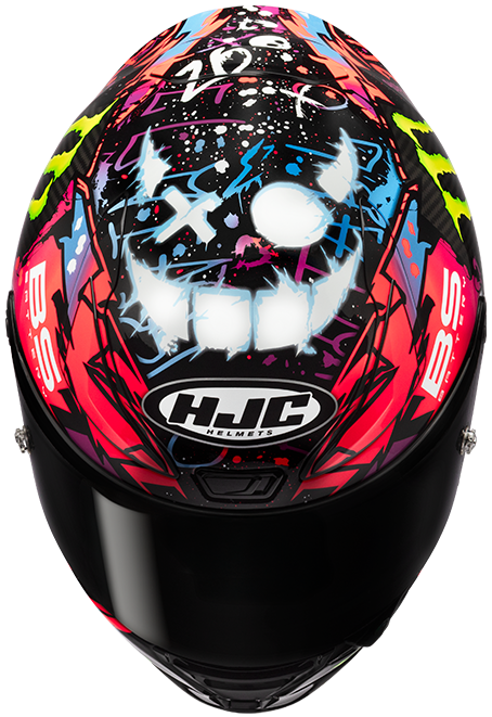 HJC RPHA 1 V2 Carbon Funky Diablo Helmet - MC8 — Motorcycle Helmets (image 4 of 5)