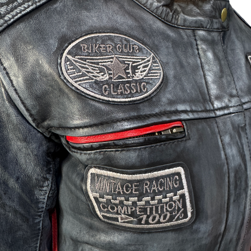 Nexo Ladies Cafe Racer V2 Leather Jacket - Denim Wax