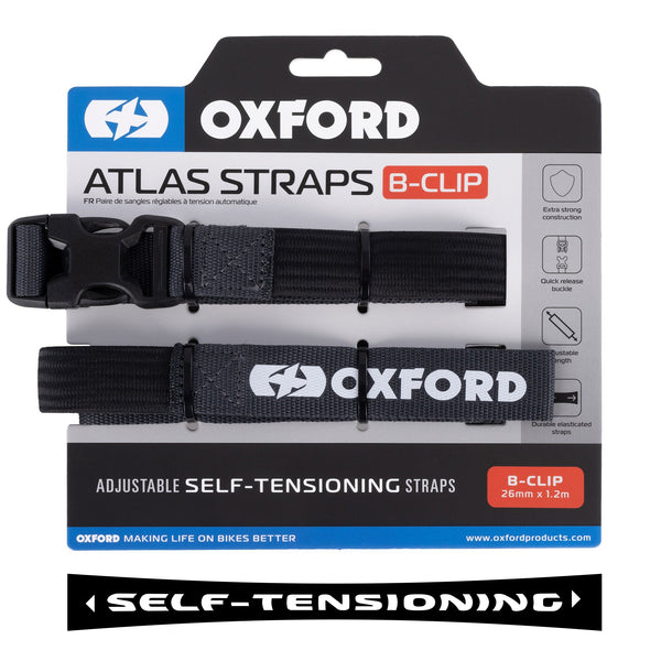 Oxford Atlas B-Clip 26mm x 1.2m Straps (Pair) - Asphalt