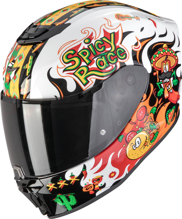 Scorpion Youth EXO-JNR Air Yucatan Helmet - White/Orange/Black — Motorcycle Helmets (image 1 of 11)
