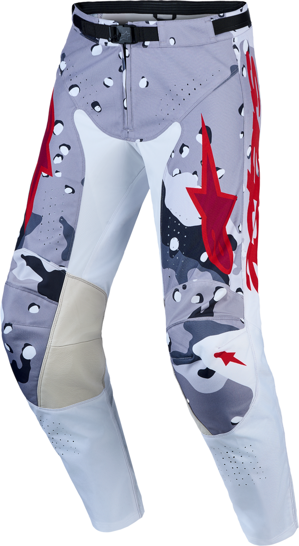 Alpinestars 2027 Racer Air Lone Pants - Grey Camo/White/Fire Red — Motorcycle Gear (image 1 of 9)