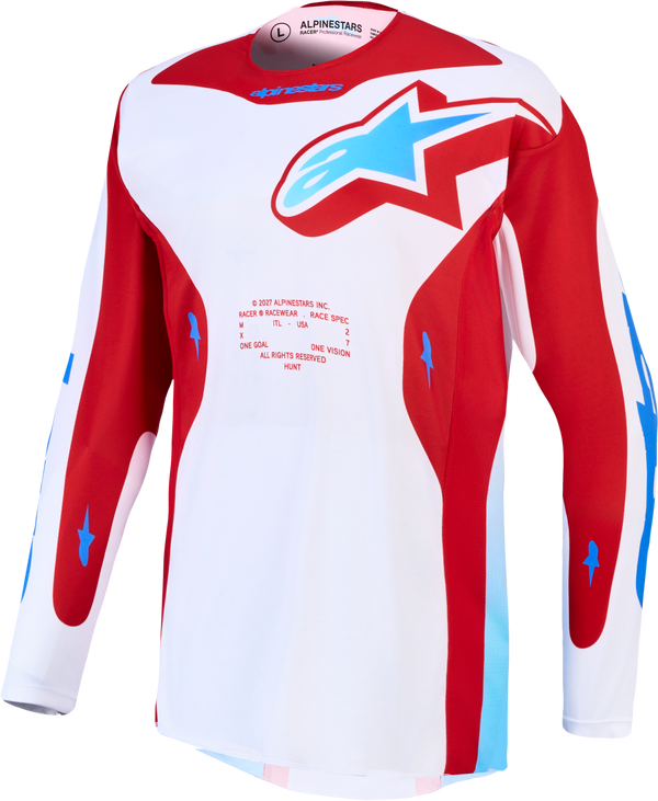 Alpinestars 2027 Racer Hunt Jersey - White/Fire Red/Ucla Blue — Motorcycle Gear (image 1 of 10)