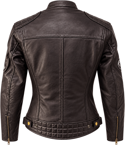 Nexo Ladies Cafe Racer V2 Leather Jacket - Dark Brown
