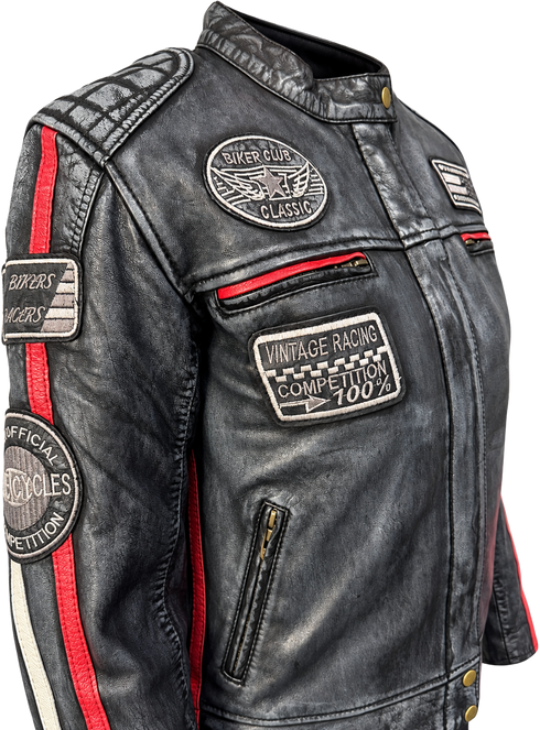 Nexo Ladies Cafe Racer V2 Leather Jacket - Denim Wax