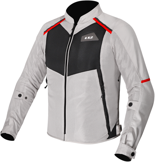 LS2 Mens Breeze Jacket - Grey/Black/Red — Motorcycle Gear (image 1 of 2)