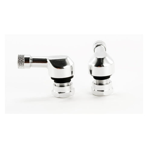 Trickbitz 90° Aluminium Anodized Wheel Valves - Silver (2pc)